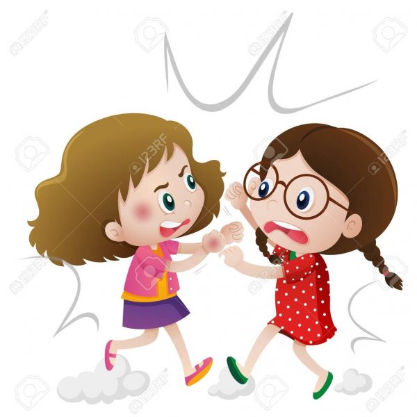 Two Angry Girls Fighting Illustration Royalty Free Cliparts