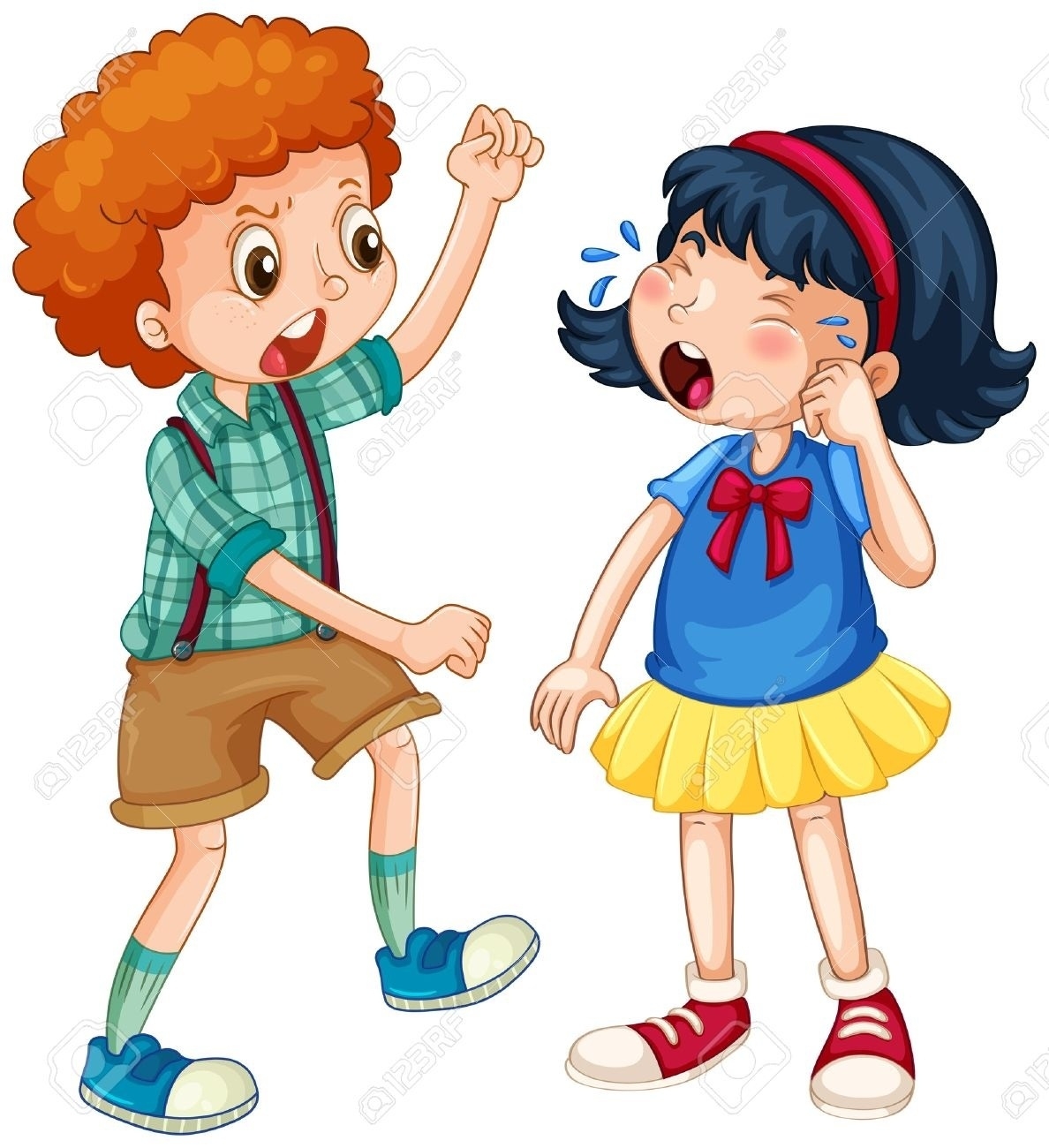 Girl And Boy Fighting Clipart