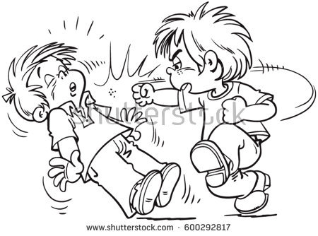 fighting clipart black and white