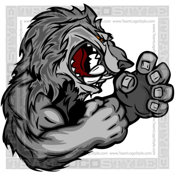 Cartoon Wolf with Fighting Hands