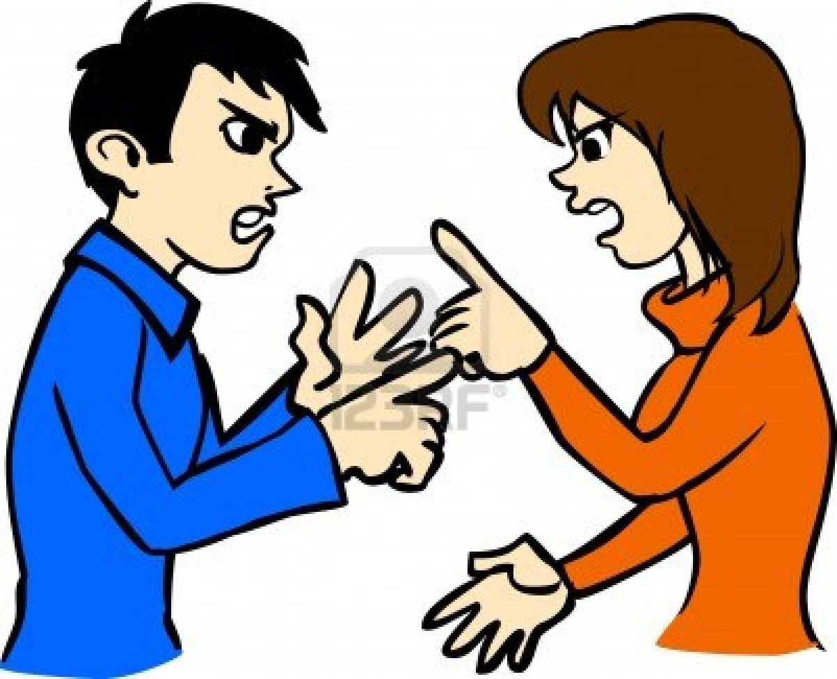 Two people fighting.