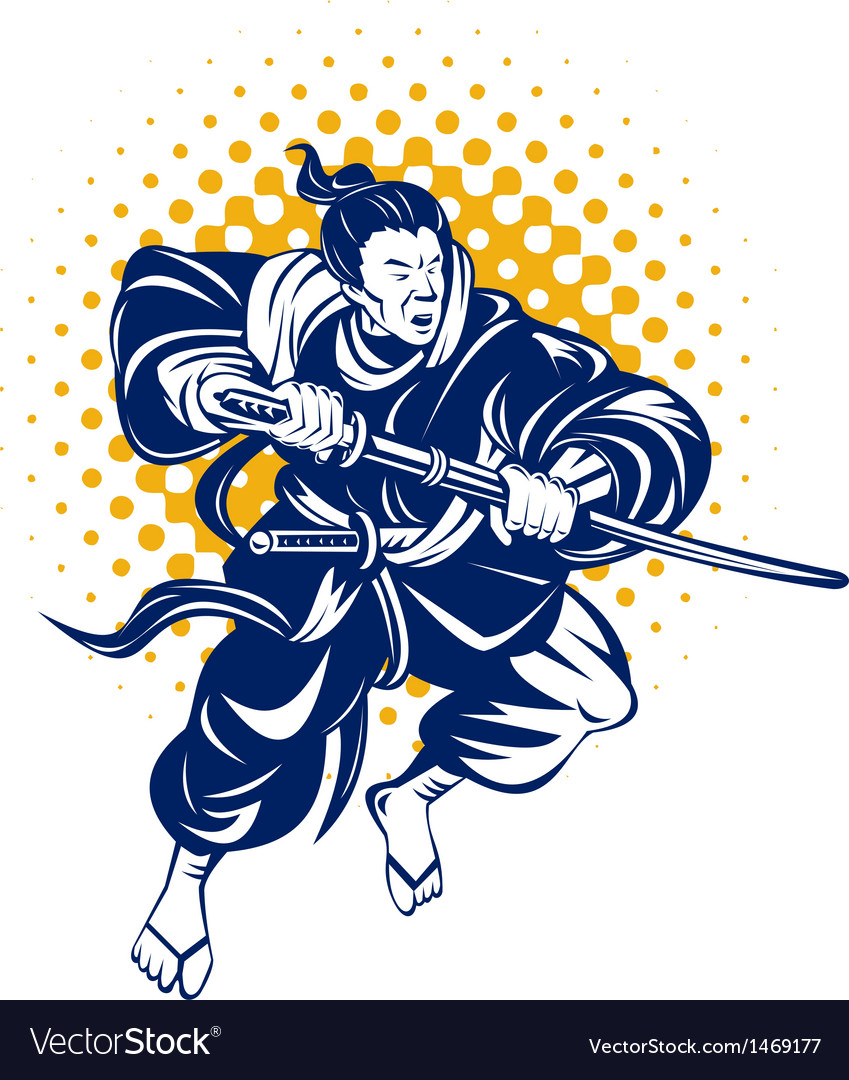 Japanese samurai warrior fighting