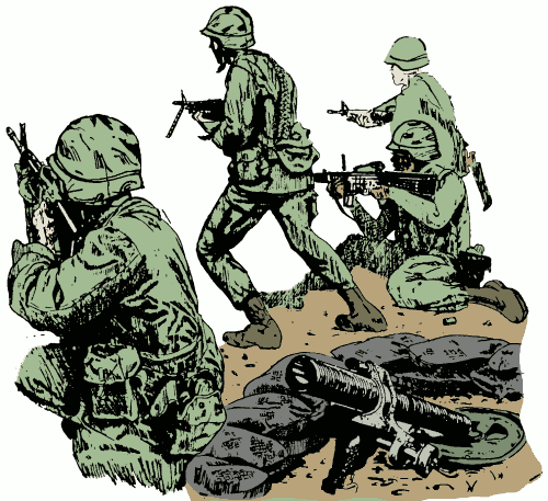 Military fighting clipart.