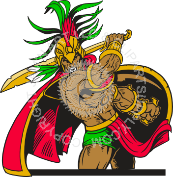 Fighting Aztec Warrior in Color
