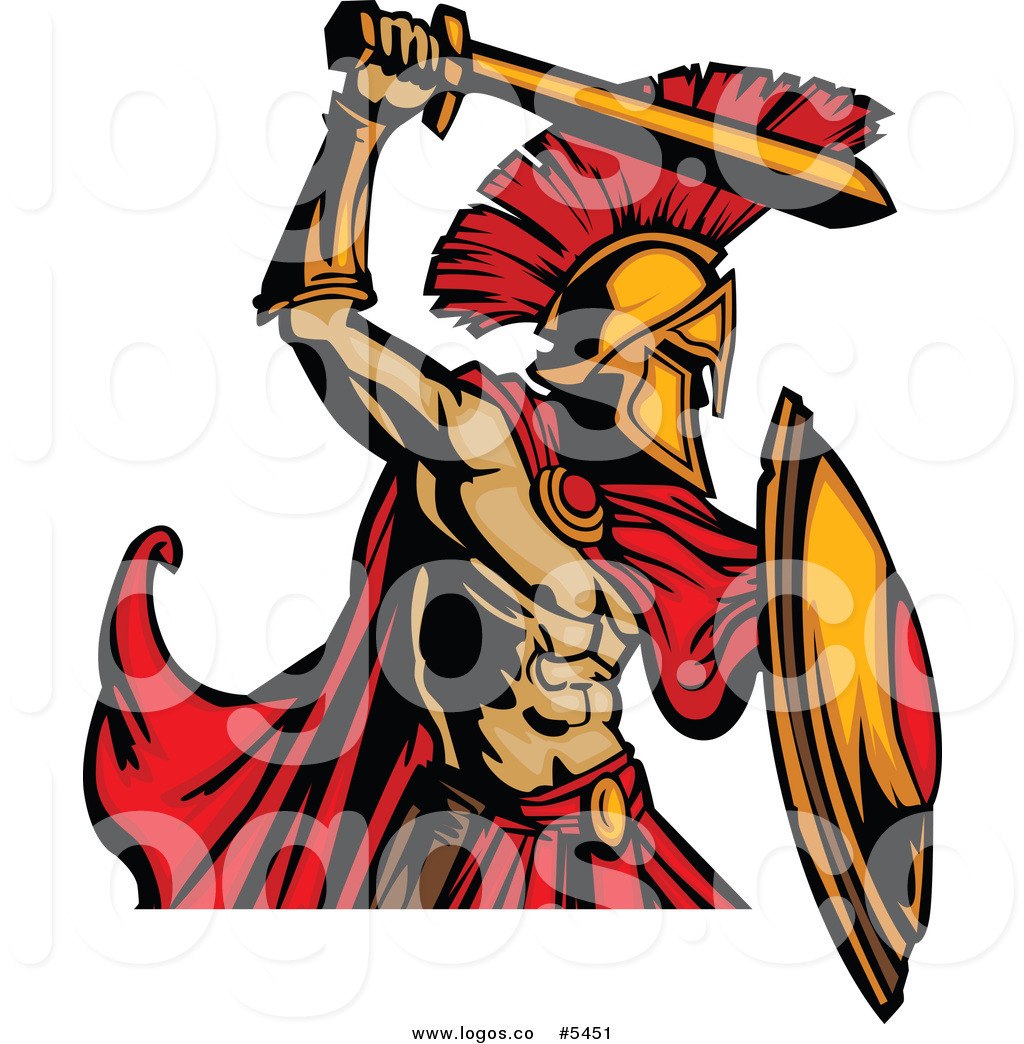 Royalty Free Vector of a Logo of a Fighting Spartan Roman