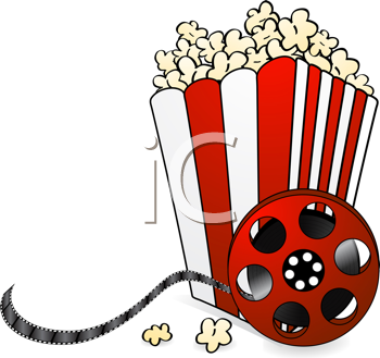 Royalty Free Clipart Image of Popcorn and Film Reel