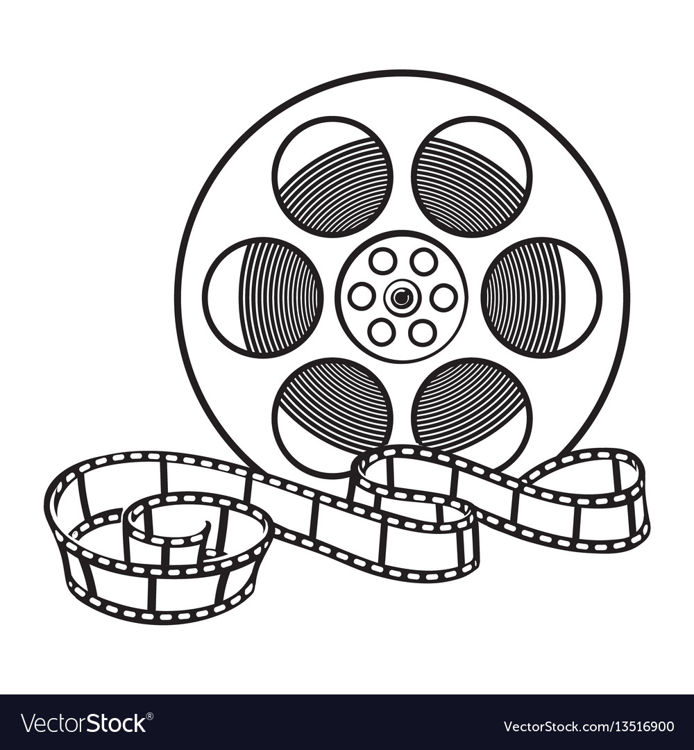 Classical motion picture cinema film reel sketch