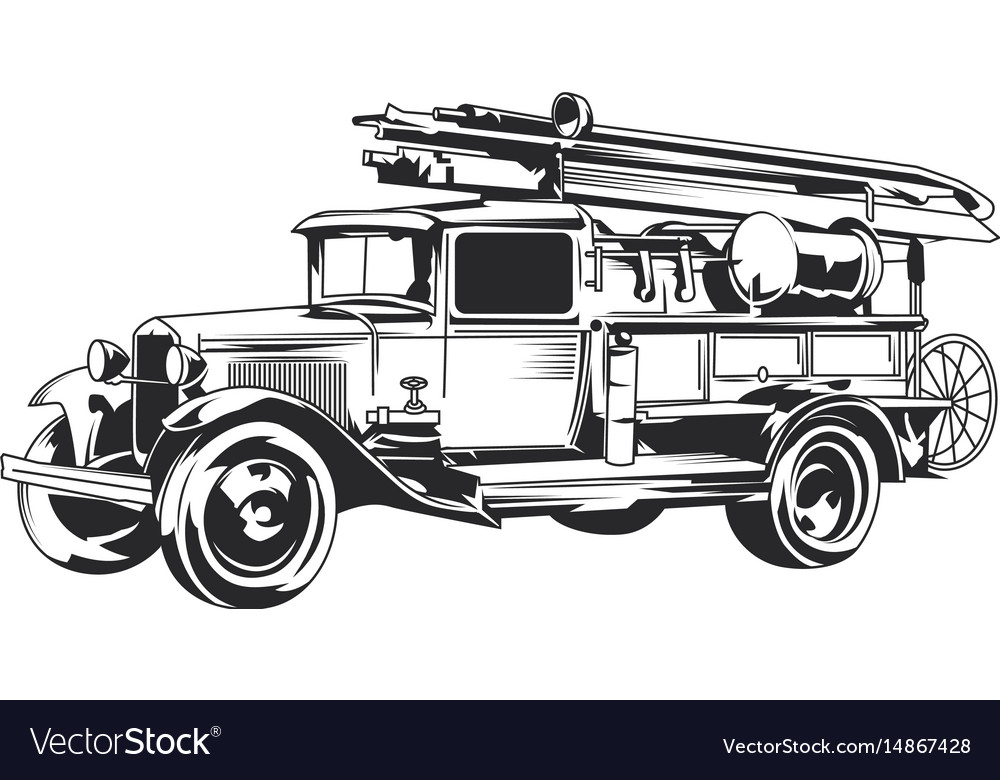 Isolated vintage fire truck