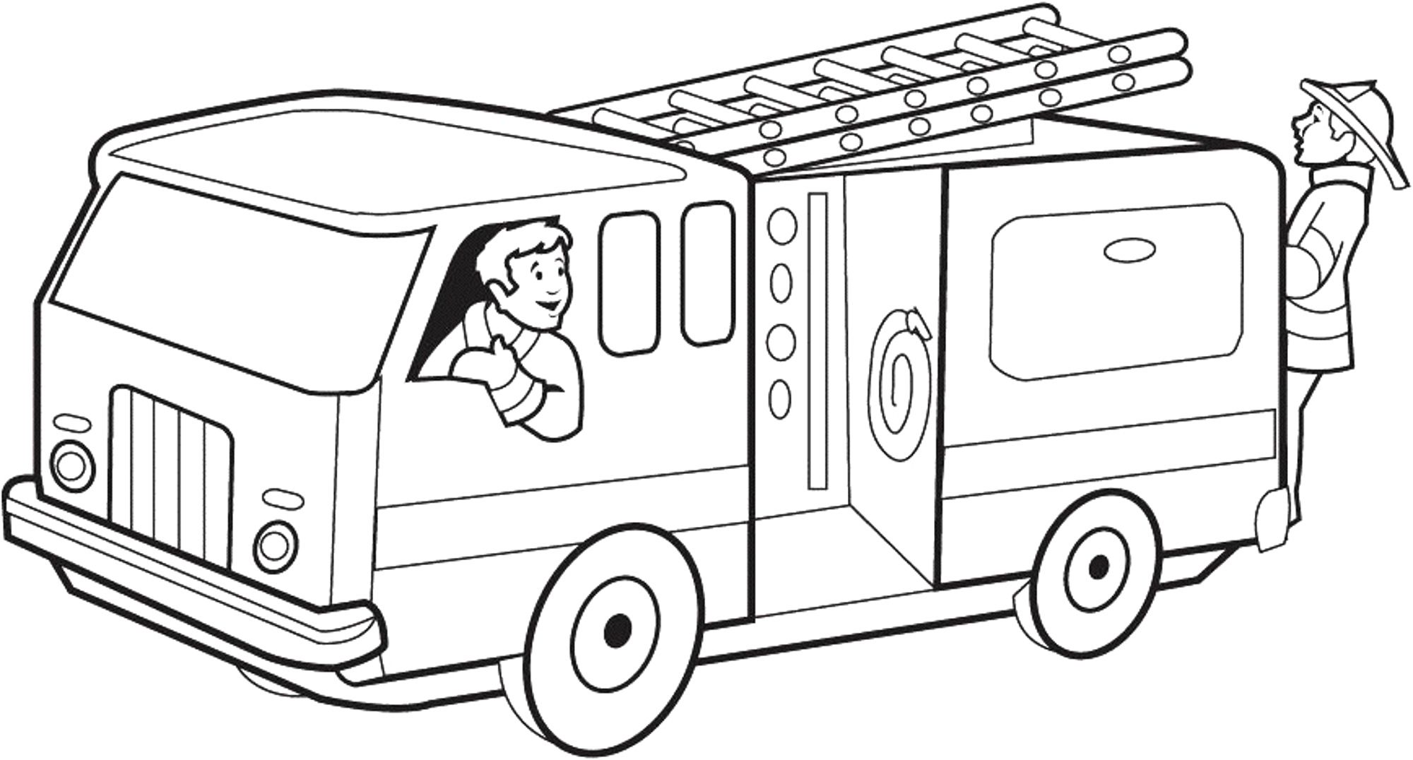 Image result for fire truck clipart black and white