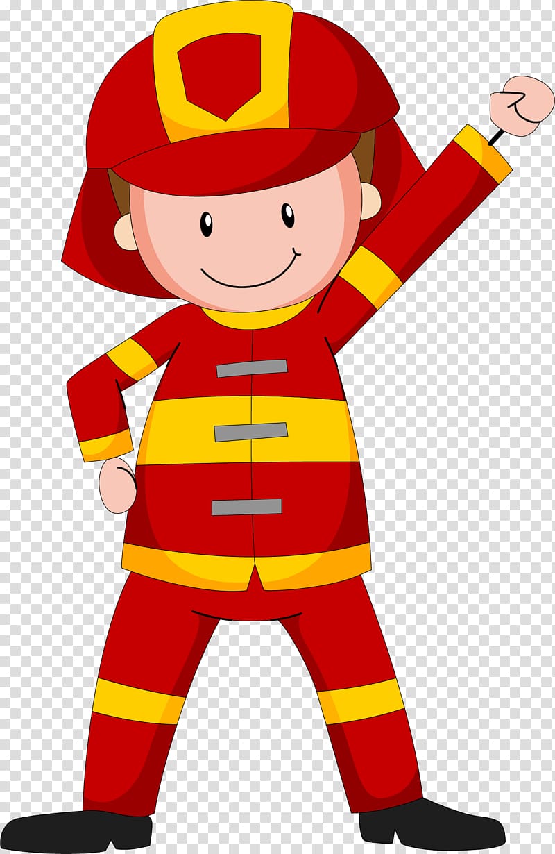 Fireman illustration, Cartoon fireman transparent background
