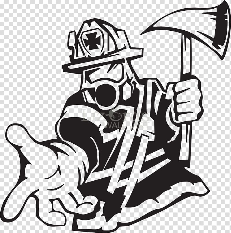 Firefighter Text Sticker Line art Silhouette, fireman