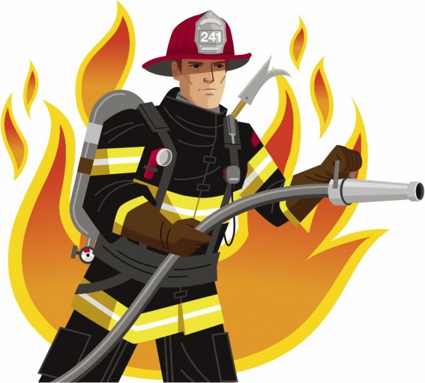 Fireman firefighter vector.