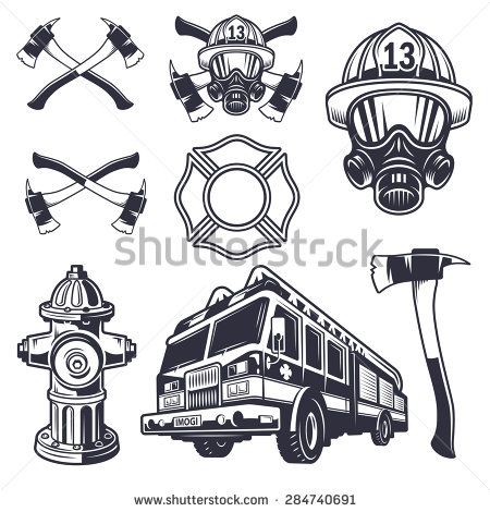 Set of designed firefighter elements