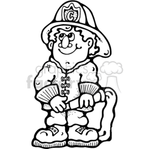 Black and white fireman clipart