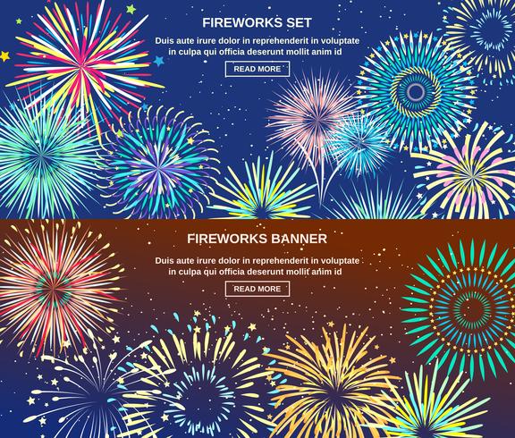 Exploding Of Fireworks Horizontal Banners
