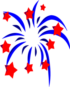 Blue Fireworks With Red Stars And Accents Clip Art at Clker