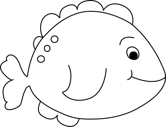 Black and White Little Fish Clip Art Image