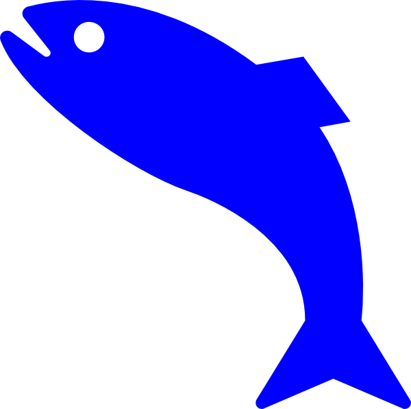 Blue fish outline.