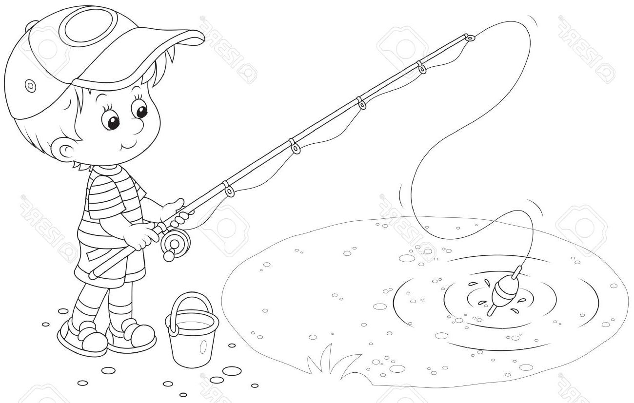 Top Fishing Boy Black And White Vector Photos