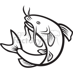 Black and white catfish jump MP clipart