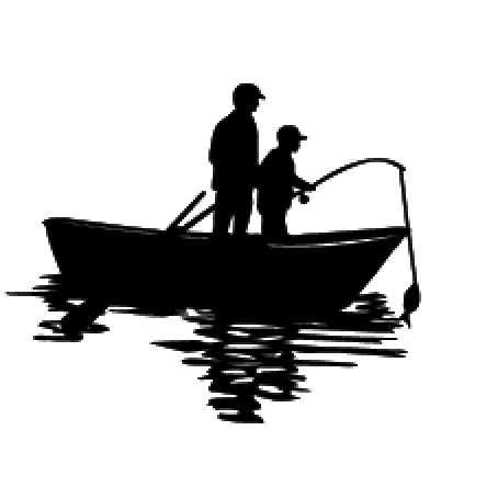 fishing clipart black and white father son