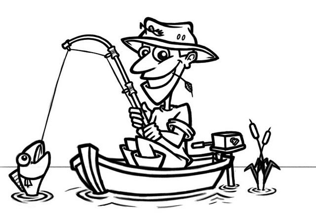 Fisherman Clipart Black And White