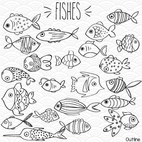 Hand drawn fishes.