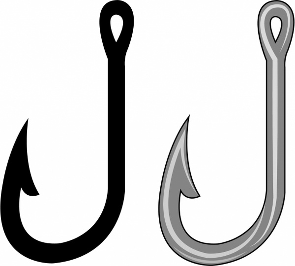 Fishing hook clipart black and white