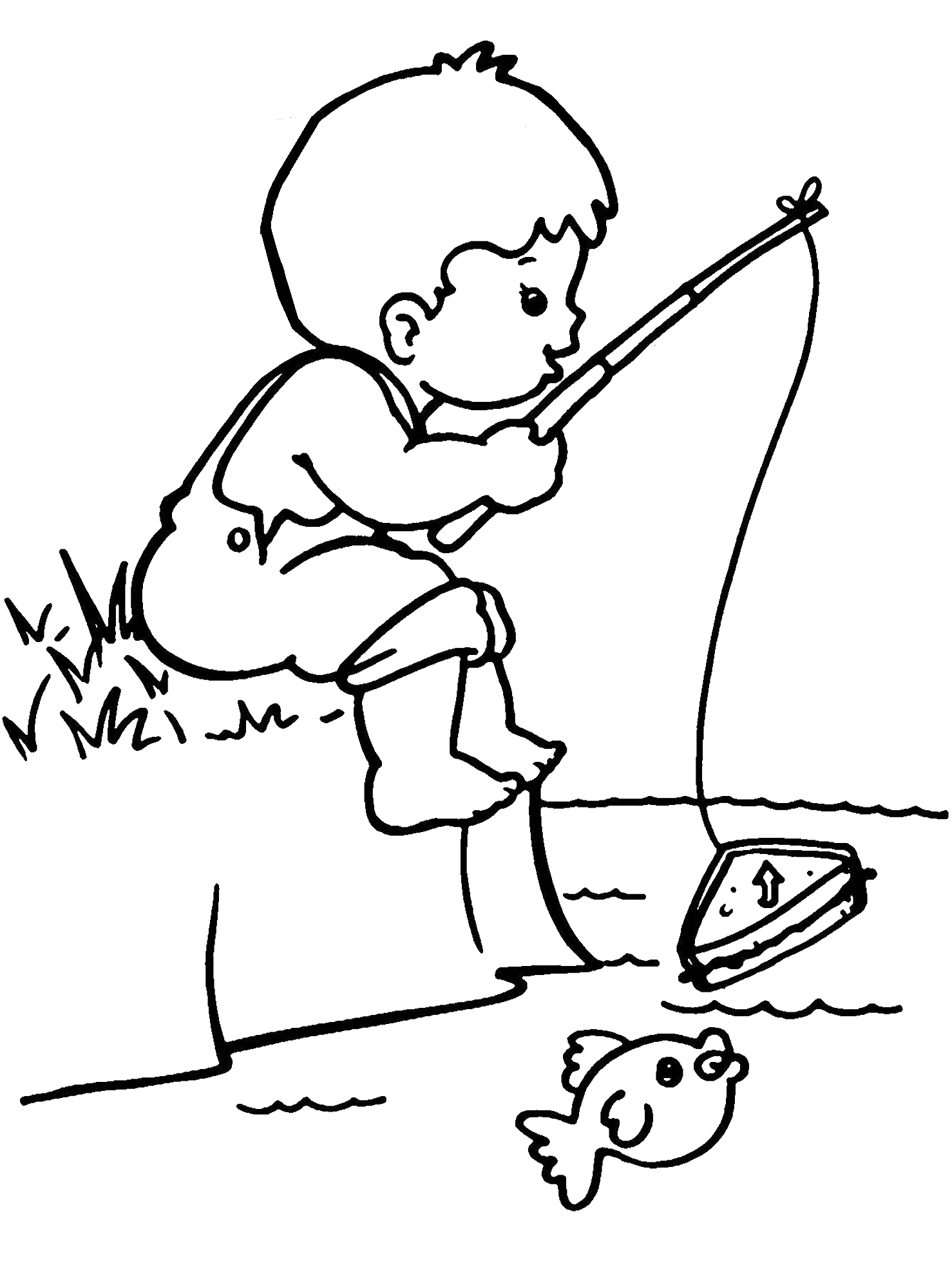 Boy fishing clipart.