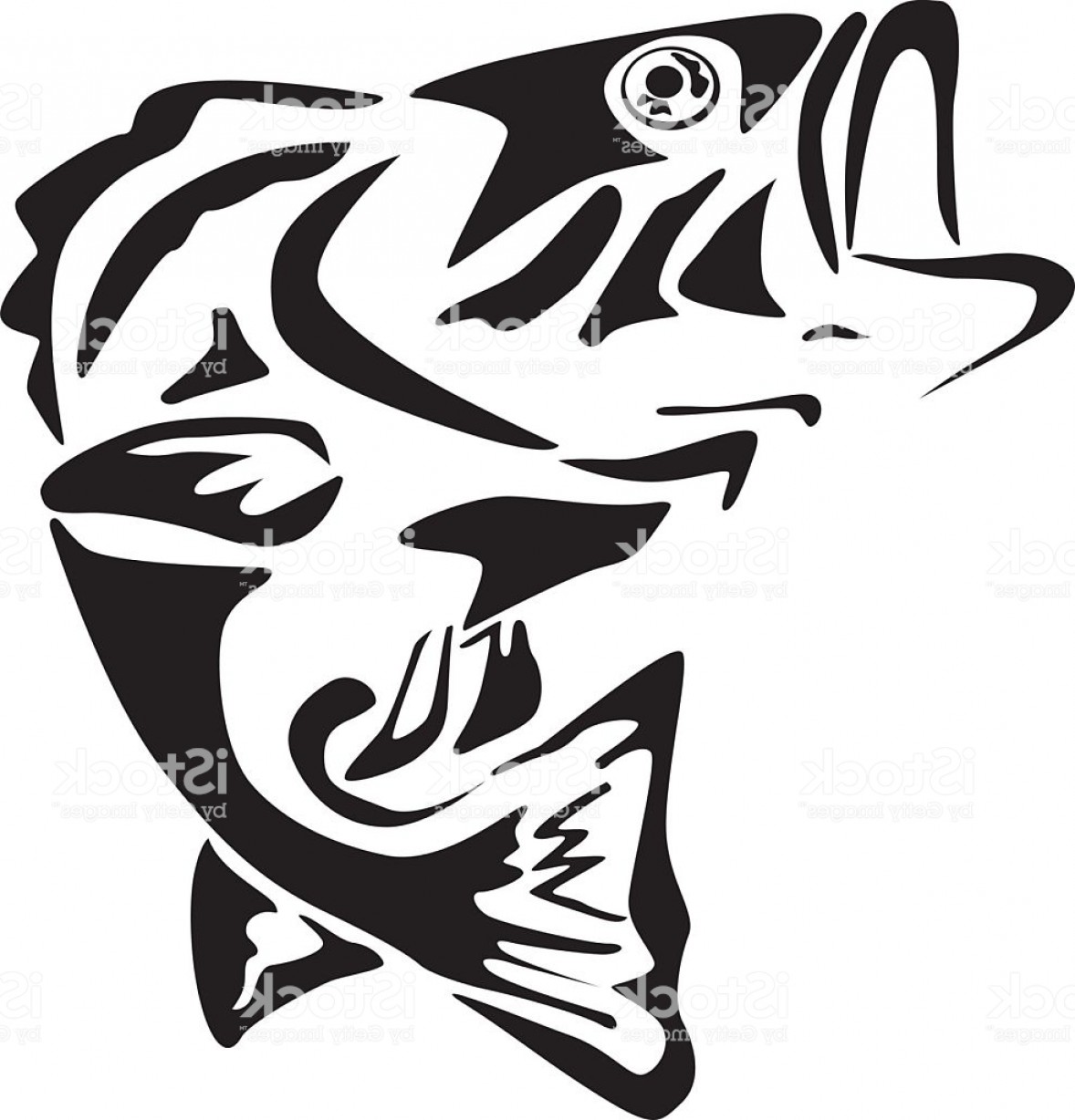 Bass Fishing Clipart Black And White