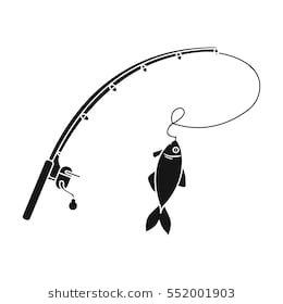 Fishing pole clipart black and white
