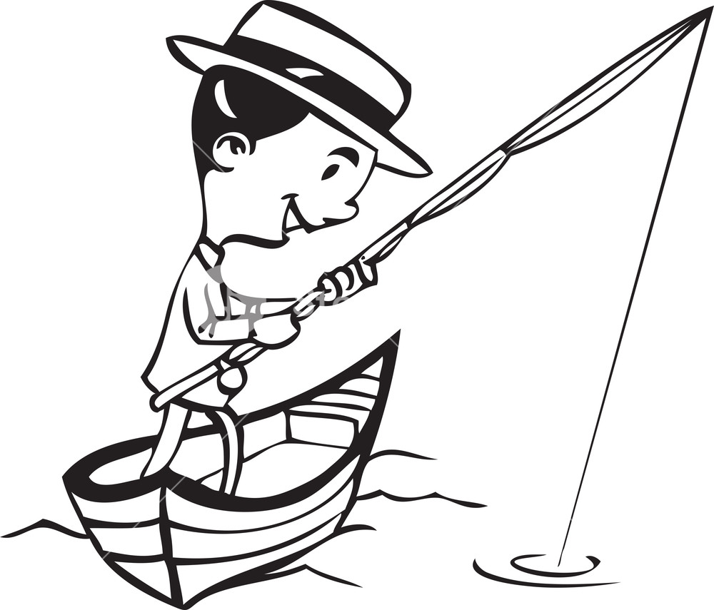 Illustration Of A Man With Fishing Pole