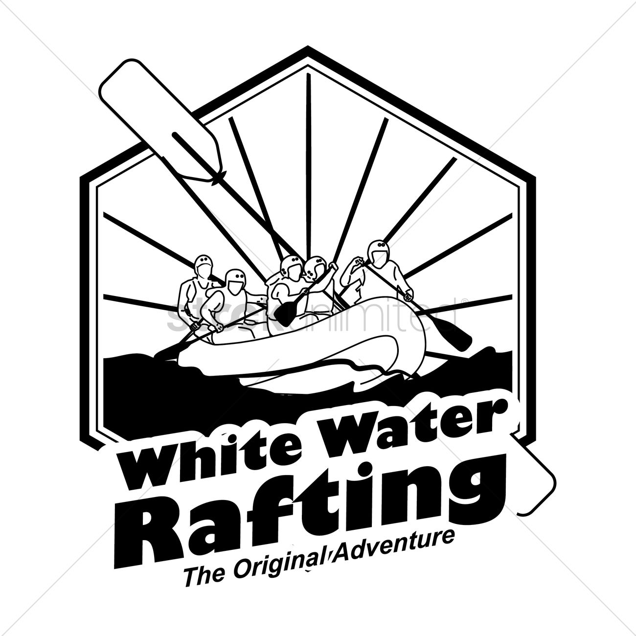 White water rafting label Vector Image
