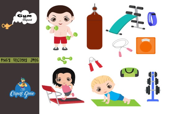 Gym clipart, fitness clipart, workout clipart, exercise