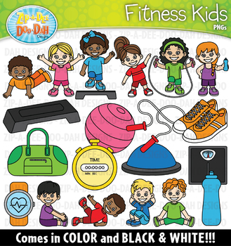 Fitness Kids Clipart Set