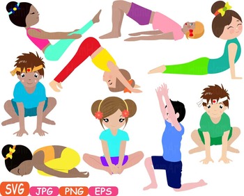 Yoga Poses clip art Silhouettes Fitness sport Health SVG Exercise School