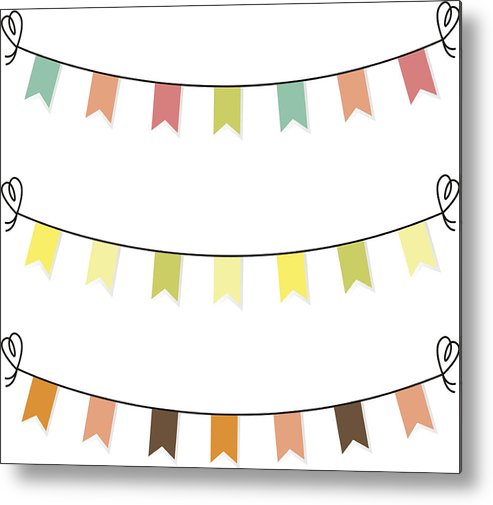 Cute Flags Clipart For Baby Shower Set Isolated On White Metal Print
