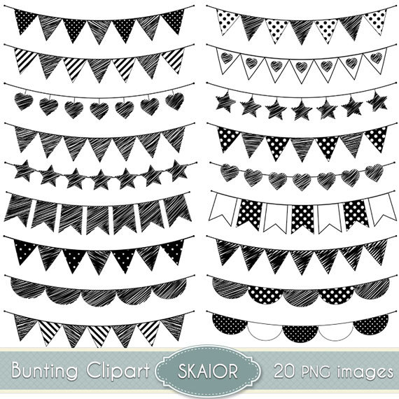 Doodle bunting clipart.