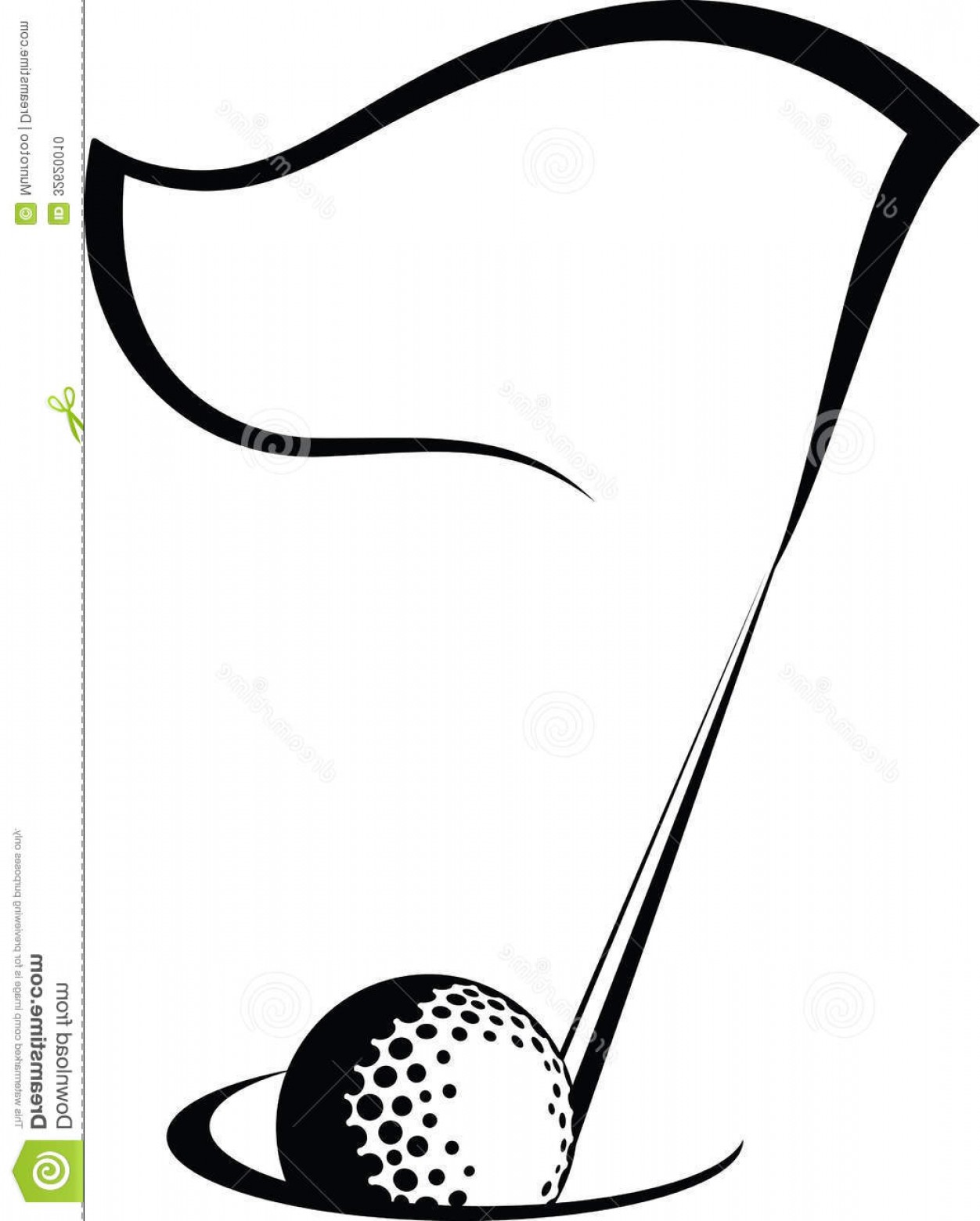 Stock Photo Golf Flag Ball Hole Black White Vector