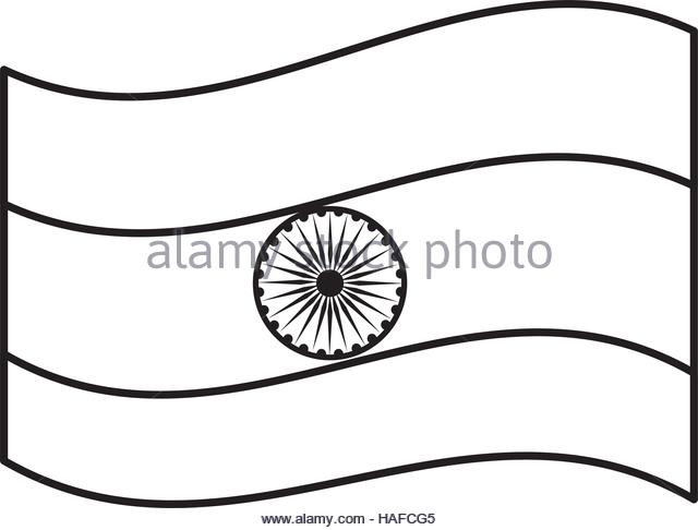 India flag clipart black and white