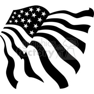 Black and white stars and stripes USA flag clipart