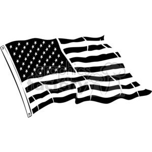 Black and white United States flag clipart