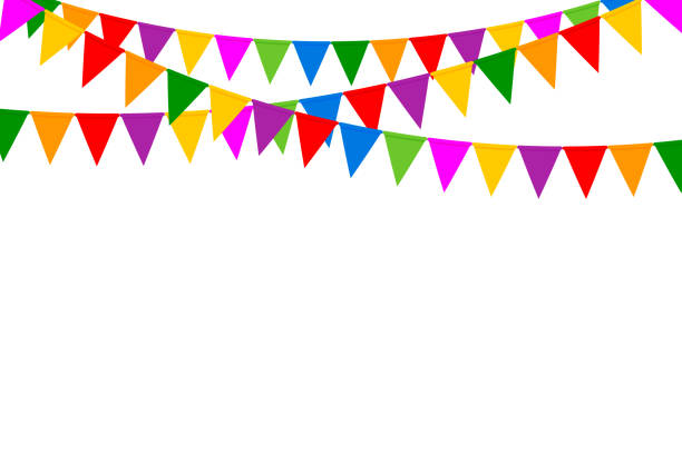 Party flags with confetti