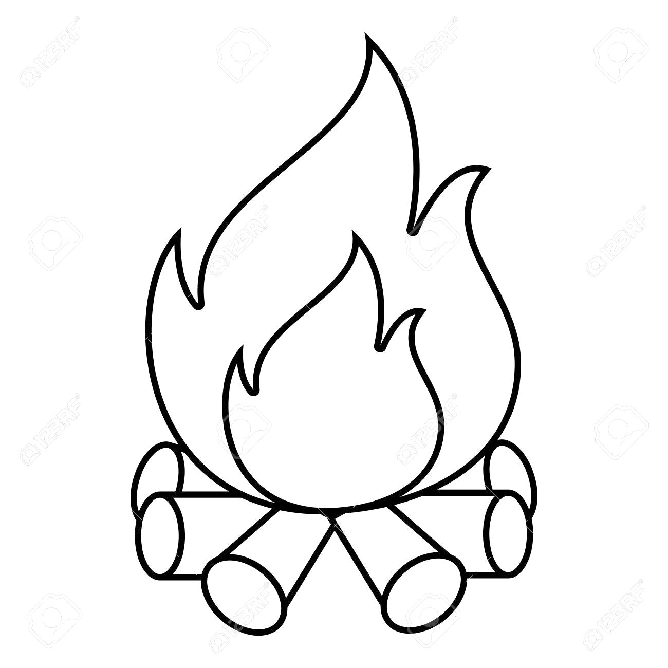Flames outline drawing.