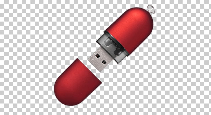 Red USB Stick, oval red thumb drive illustration PNG clipart