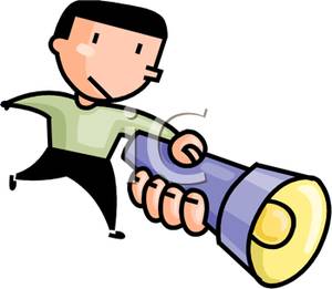 Free clipart image a man holding a flashlight in his hand