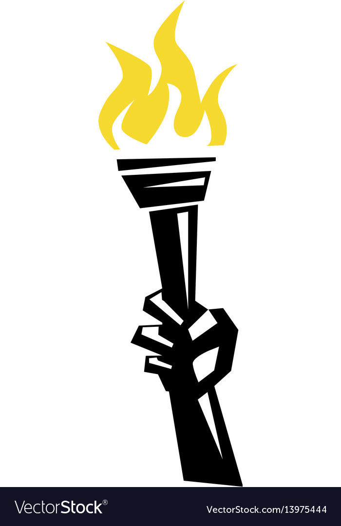 Hand holding a torch vector image