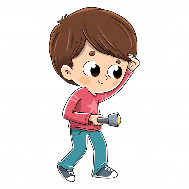 Child searching with a flashlight Vector