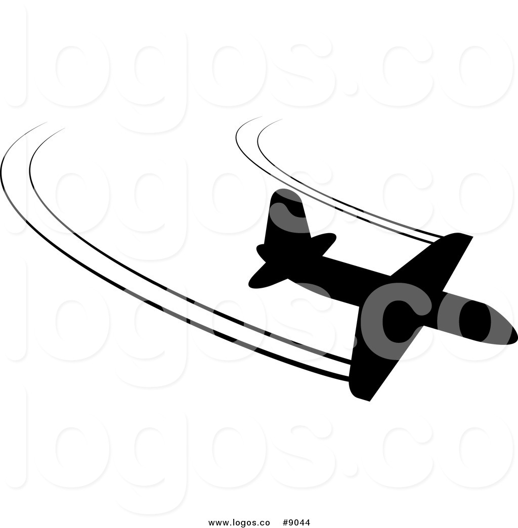 Royalty Free Clip Art Vector Black Silhouetted Airplane and
