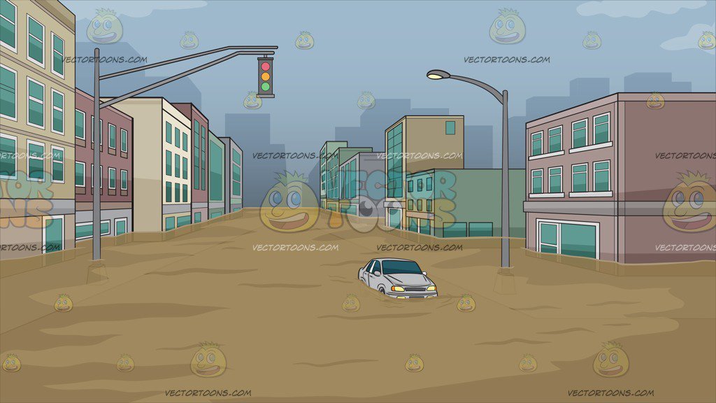 Flooded City Street Background